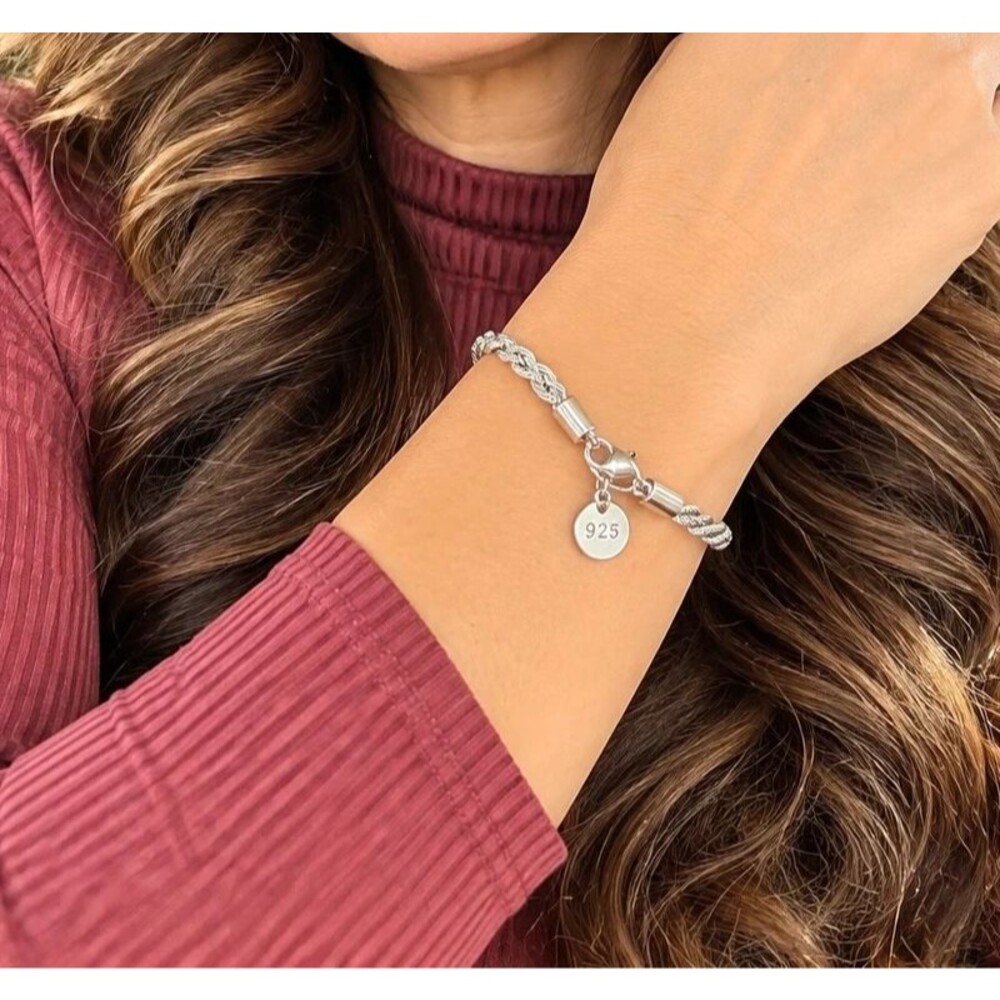 Silver braided chain bracelet new unbranded